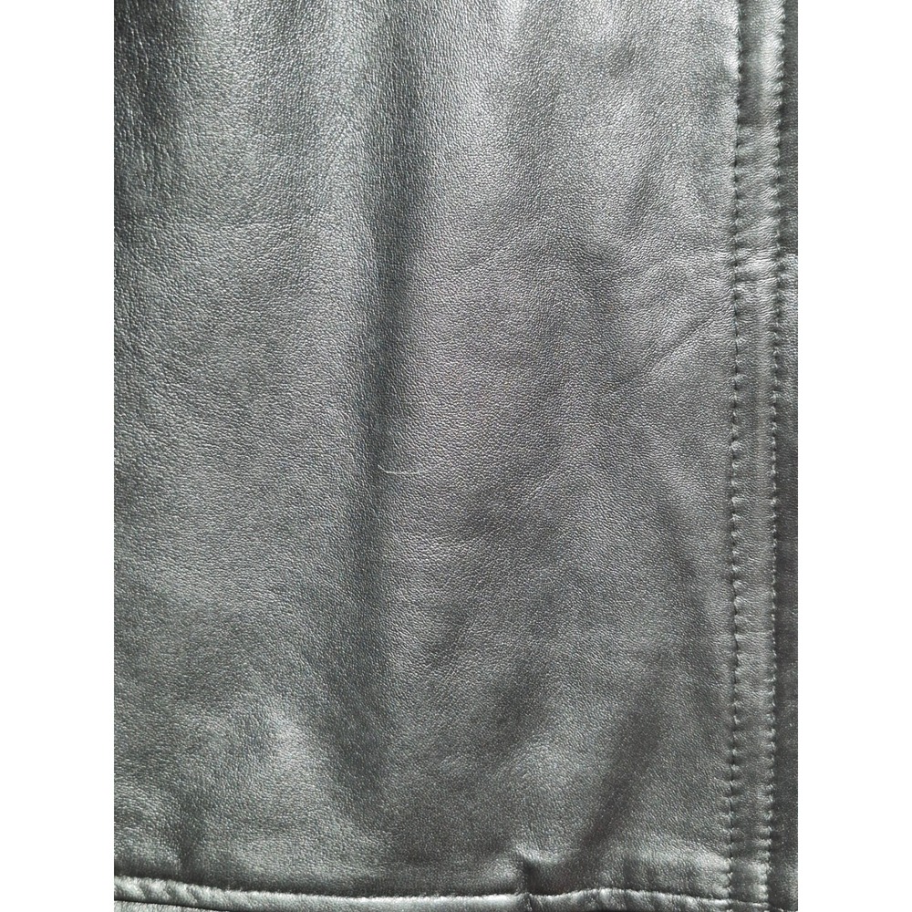 Mens Black Leather Car Coat Jacket Quilted Lining XXL Vintage Full Zip - Picture 6 of 9